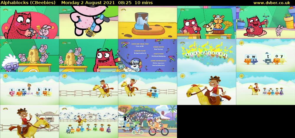 Alphablocks (CBeebies) Monday 2 August 2021 08:25 - 08:35
