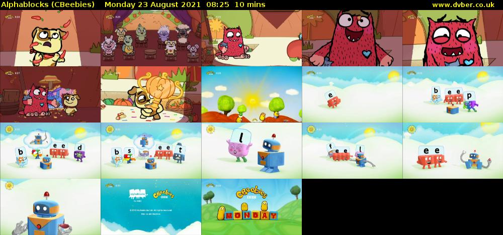 Alphablocks (CBeebies) Monday 23 August 2021 08:25 - 08:35