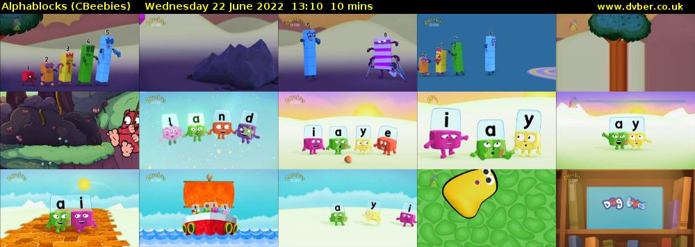 Alphablocks (CBeebies) Wednesday 22 June 2022 13:10 - 13:20