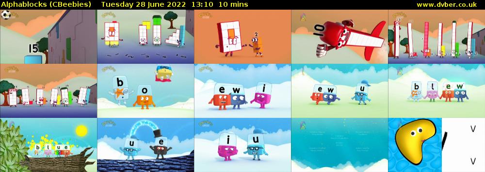 Alphablocks (CBeebies) Tuesday 28 June 2022 13:10 - 13:20