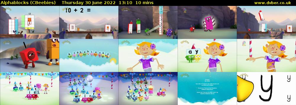 Alphablocks (CBeebies) Thursday 30 June 2022 13:10 - 13:20