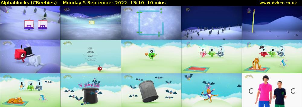 Alphablocks (CBeebies) Monday 5 September 2022 13:10 - 13:20