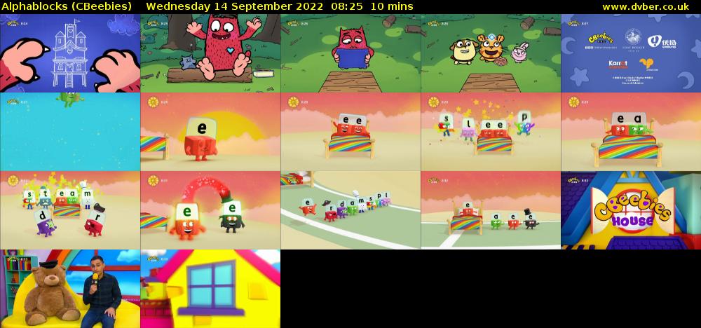 Alphablocks (CBeebies) Wednesday 14 September 2022 08:25 - 08:35