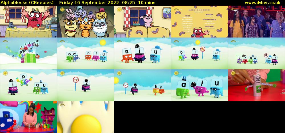 Alphablocks (CBeebies) Friday 16 September 2022 08:25 - 08:35