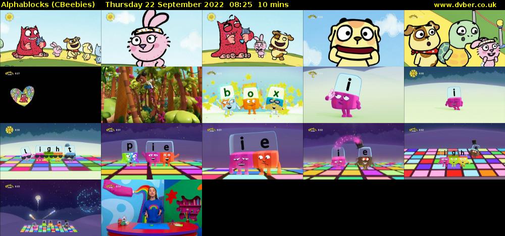 Alphablocks (CBeebies) Thursday 22 September 2022 08:25 - 08:35