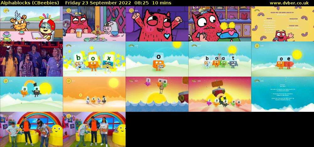 Alphablocks (CBeebies) Friday 23 September 2022 08:25 - 08:35