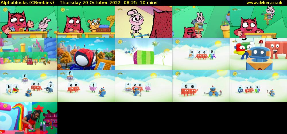 Alphablocks (CBeebies) Thursday 20 October 2022 08:25 - 08:35