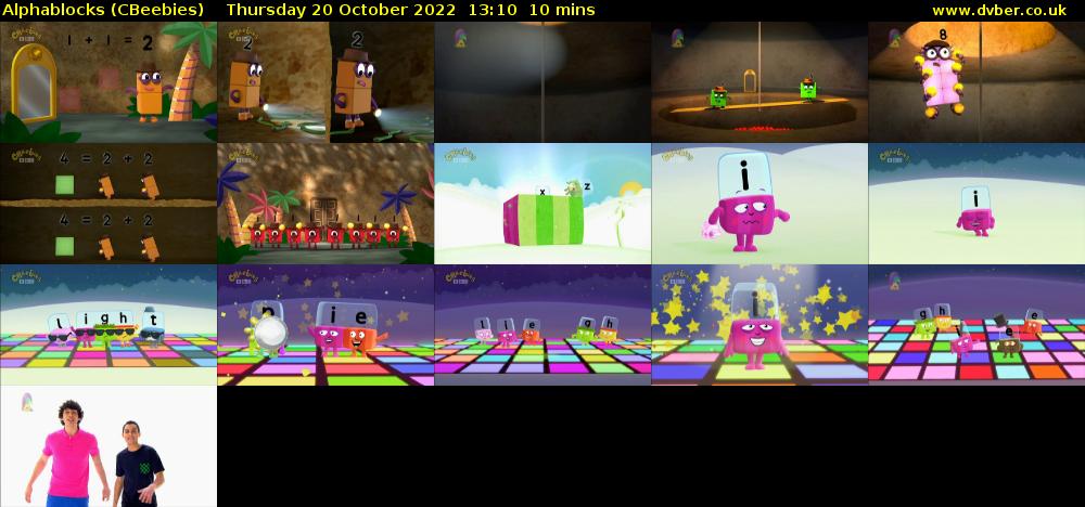 Alphablocks (CBeebies) Thursday 20 October 2022 13:10 - 13:20
