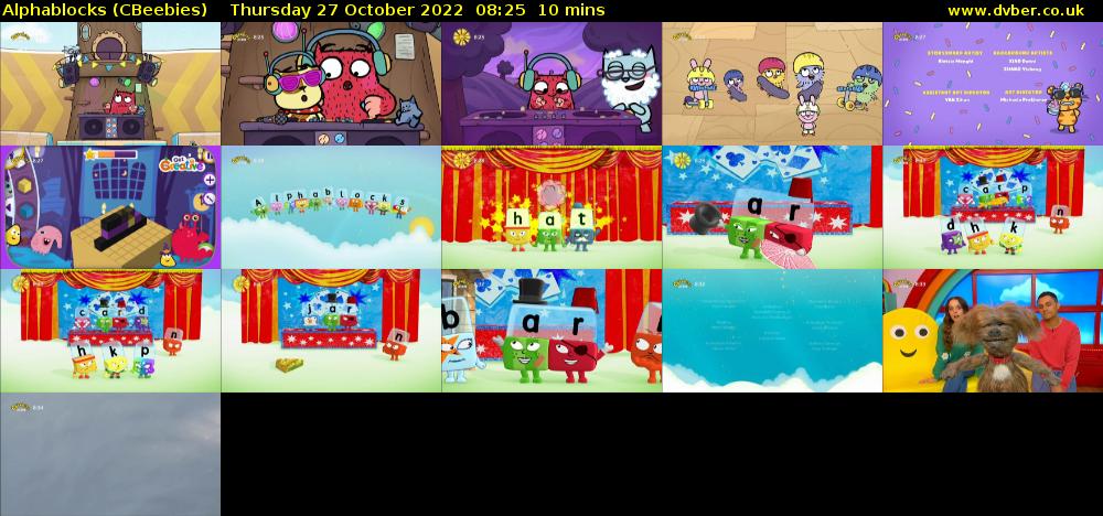 Alphablocks (CBeebies) Thursday 27 October 2022 08:25 - 08:35