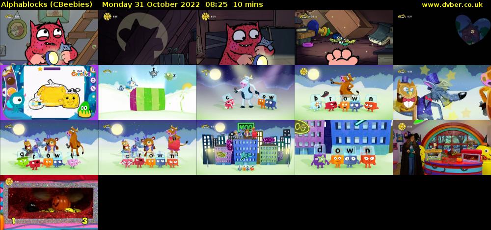 Alphablocks (CBeebies) Monday 31 October 2022 08:25 - 08:35