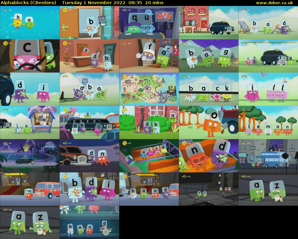 Alphablocks (CBeebies) Tuesday 1 November 2022 08:35 - 08:55