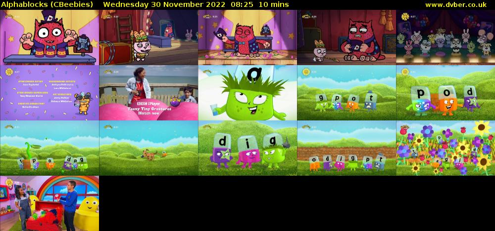 Alphablocks (CBeebies) Wednesday 30 November 2022 08:25 - 08:35