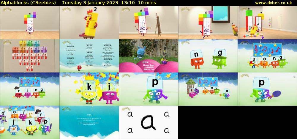Alphablocks (CBeebies) Tuesday 3 January 2023 13:10 - 13:20