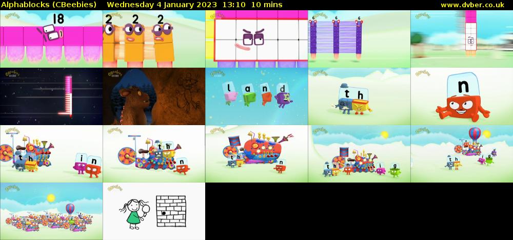 Alphablocks (CBeebies) Wednesday 4 January 2023 13:10 - 13:20