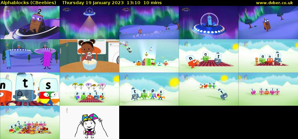 Alphablocks (CBeebies) Thursday 19 January 2023 13:10 - 13:20