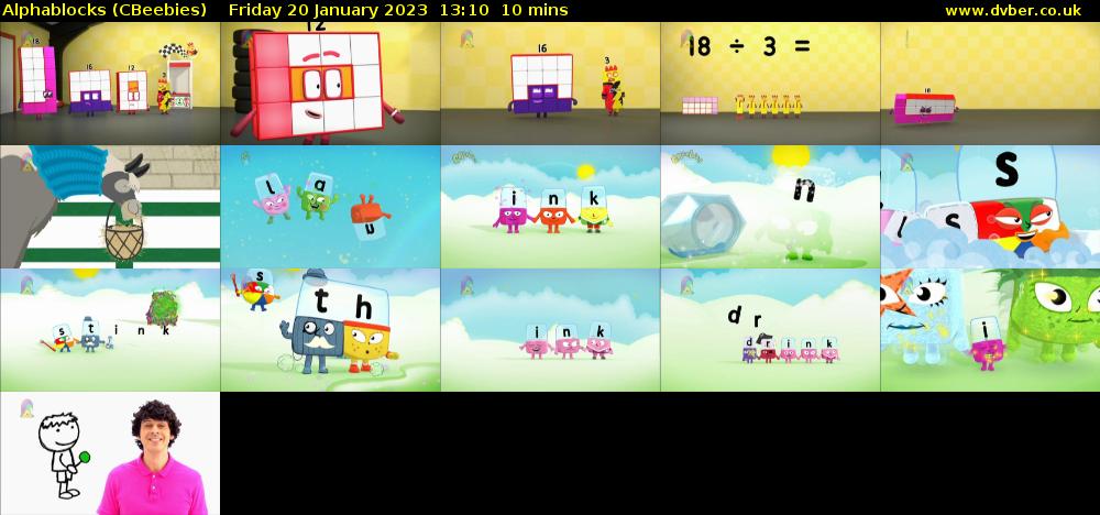 Alphablocks (CBeebies) Friday 20 January 2023 13:10 - 13:20