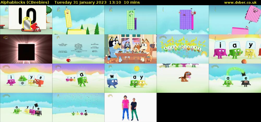 Alphablocks (CBeebies) Tuesday 31 January 2023 13:10 - 13:20