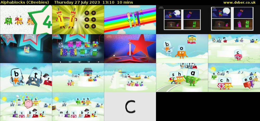 Alphablocks (CBeebies) Thursday 27 July 2023 13:10 - 13:20