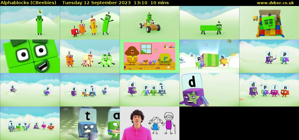 Alphablocks (CBeebies) Tuesday 12 September 2023 13:10 - 13:20