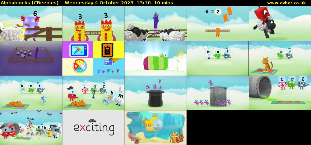 Alphablocks (CBeebies) Wednesday 4 October 2023 13:10 - 13:20