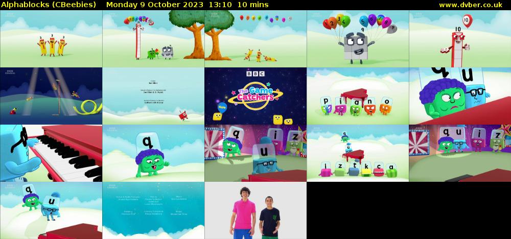 Alphablocks (CBeebies) Monday 9 October 2023 13:10 - 13:20