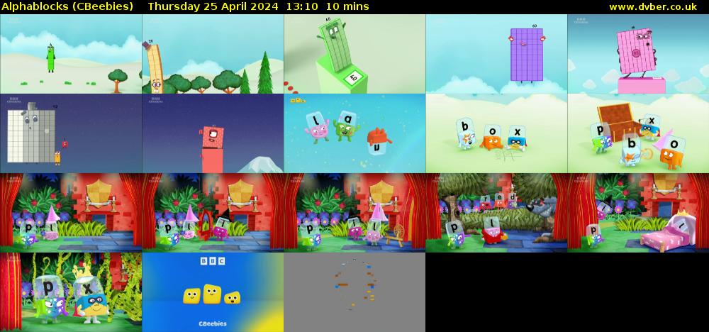 Alphablocks (CBeebies) Thursday 25 April 2024 13:10 - 13:20