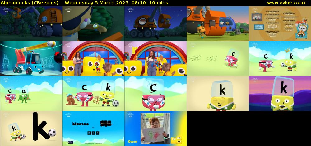 Alphablocks (CBeebies) Wednesday 5 March 2025 08:10 - 08:20