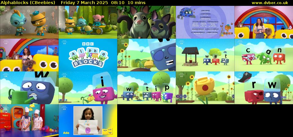 Alphablocks (CBeebies) Friday 7 March 2025 08:10 - 08:20