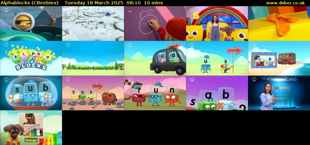 Alphablocks (CBeebies) Tuesday 18 March 2025 08:10 - 08:20