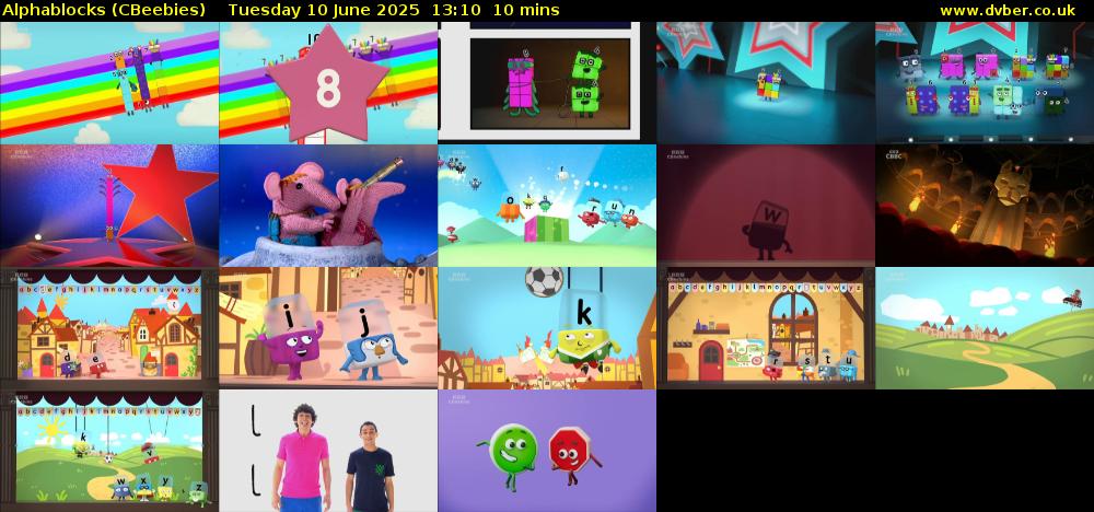 Alphablocks (CBeebies) Tuesday 10 June 2025 13:10 - 13:20