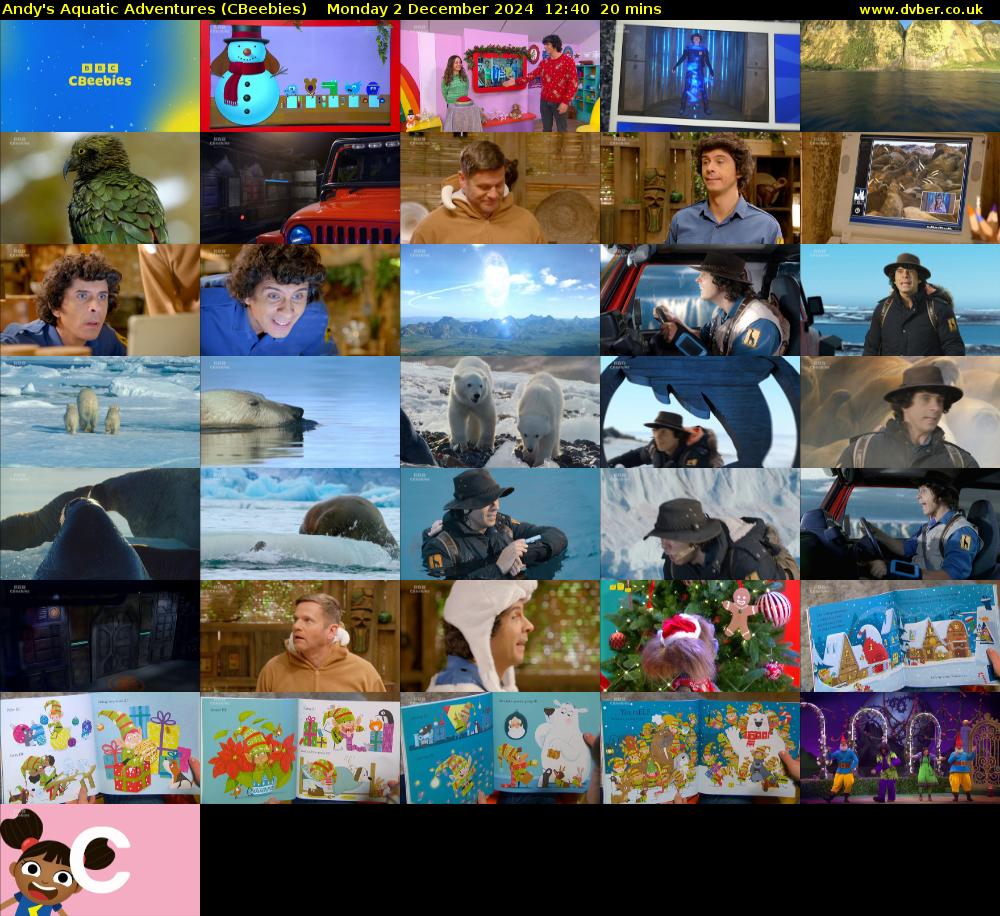 Andy's Aquatic Adventures (CBeebies) Monday 2 December 2024 12:40 - 13:00