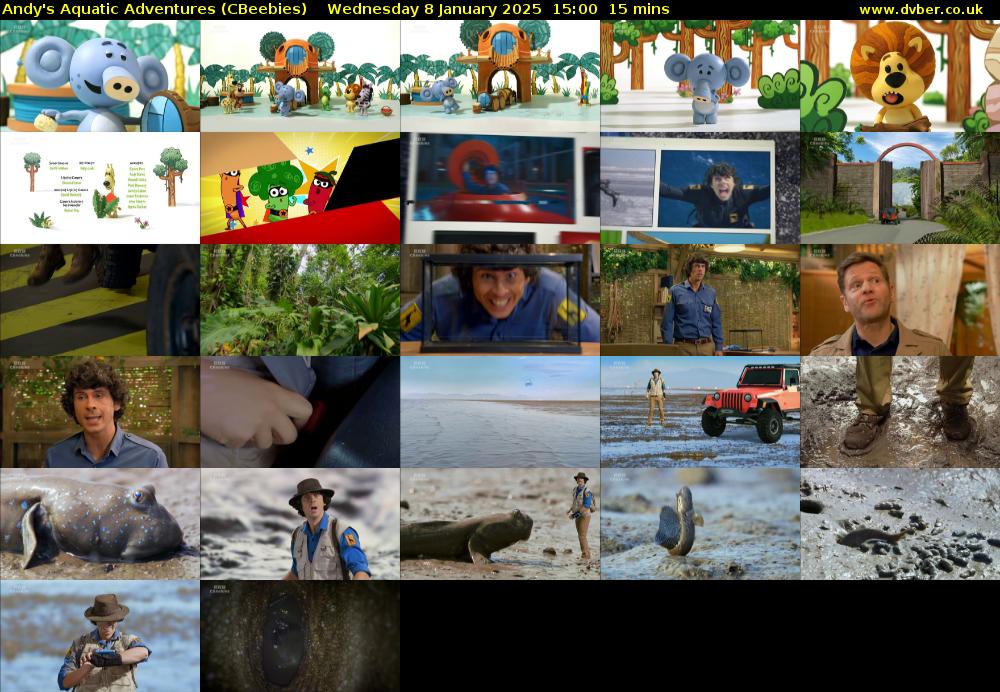 Andy's Aquatic Adventures (CBeebies) Wednesday 8 January 2025 15:00 - 15:15