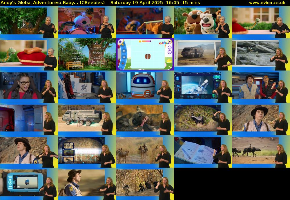 Andy's Global Adventures: Baby... (CBeebies) Saturday 19 April 2025 16:05 - 16:20