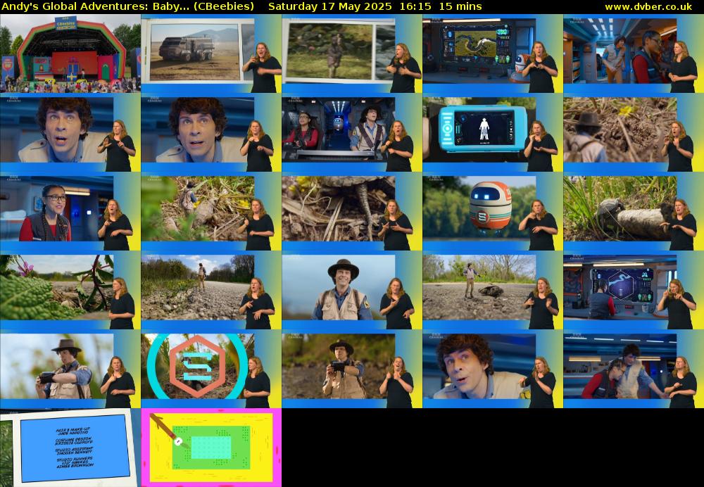 Andy's Global Adventures: Baby... (CBeebies) Saturday 17 May 2025 16:15 - 16:30