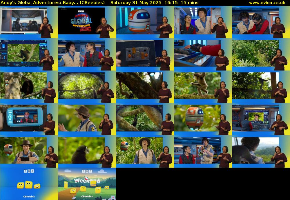 Andy's Global Adventures: Baby... (CBeebies) Saturday 31 May 2025 16:15 - 16:30