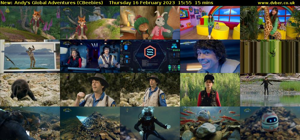 Andy's Global Adventures (CBeebies) Thursday 16 February 2023 15:55 - 16:10