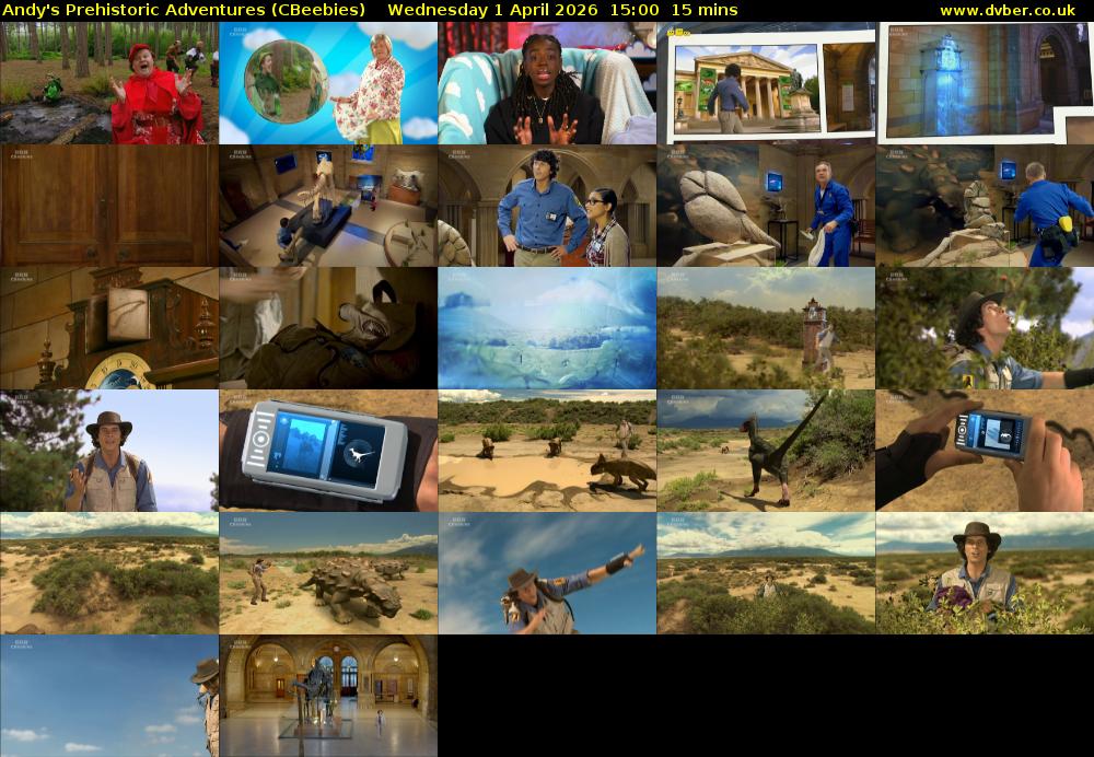 Andy's Prehistoric Adventures (CBeebies) Wednesday 1 April 2026 15:00 - 15:15