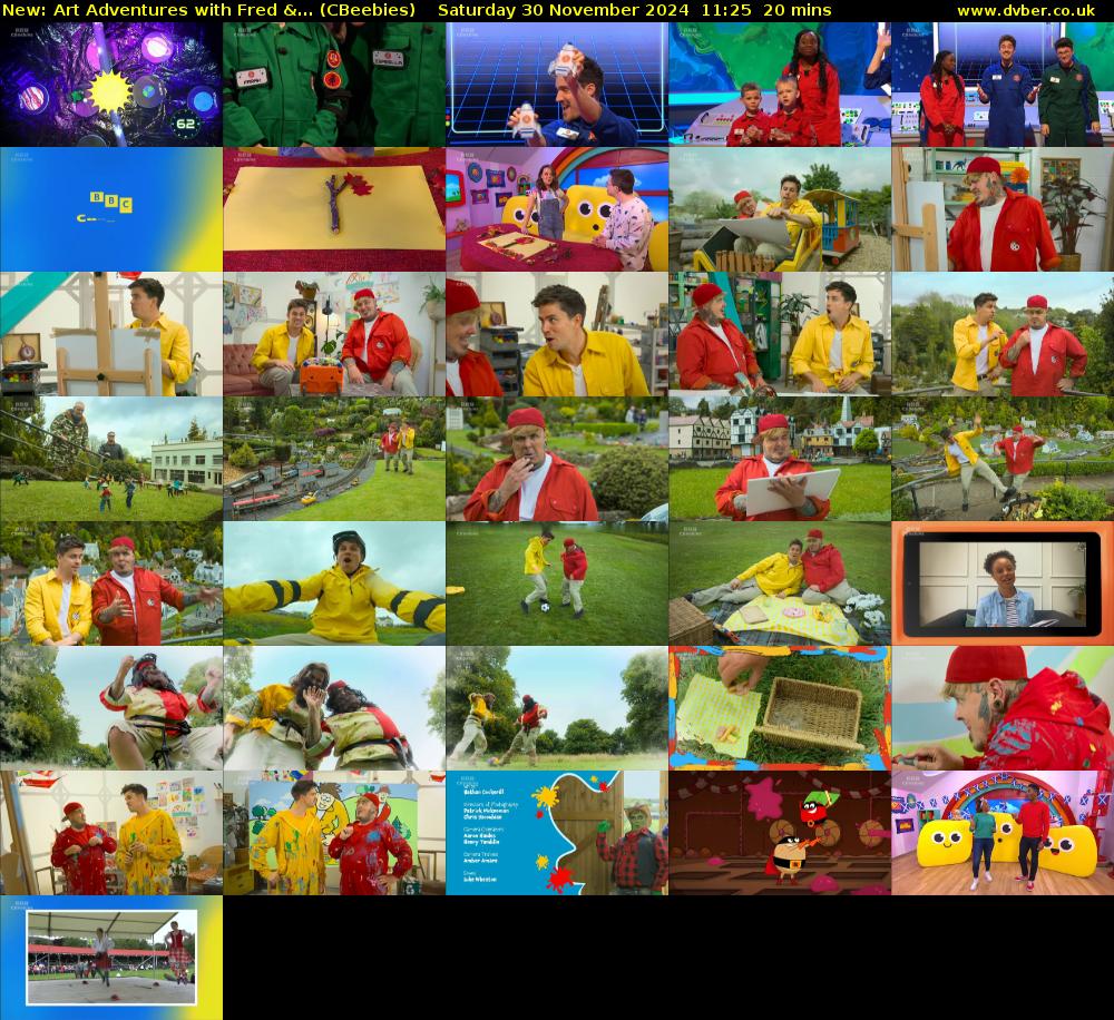 Art Adventures with Fred &... (CBeebies) Saturday 30 November 2024 11:25 - 11:45