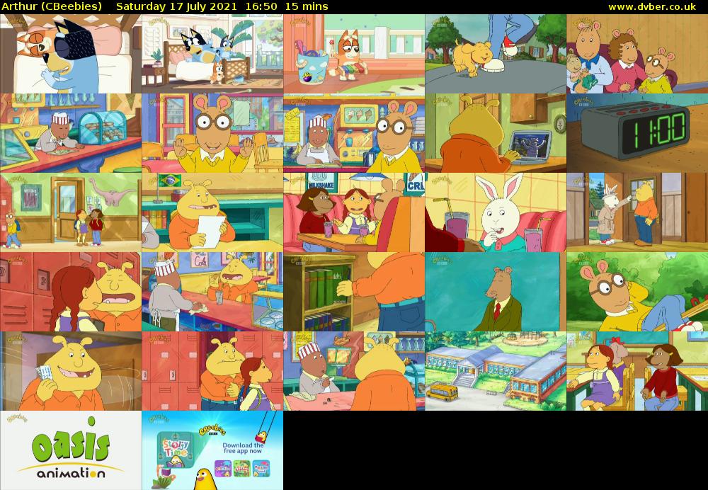 Arthur (CBeebies) Saturday 17 July 2021 16:50 - 17:05