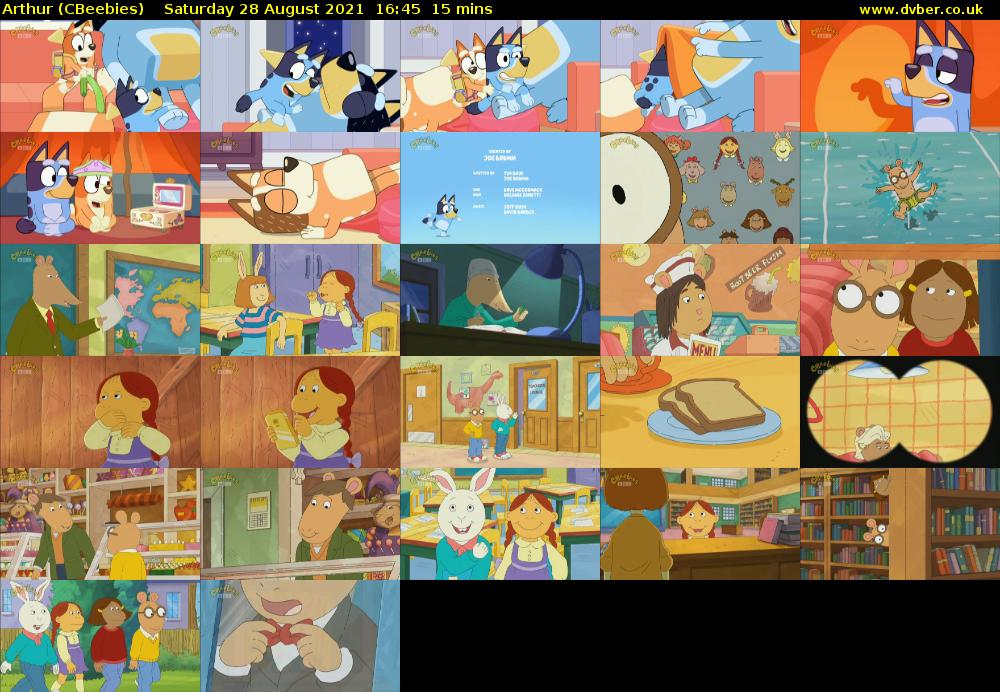 Arthur (CBeebies) Saturday 28 August 2021 16:45 - 17:00