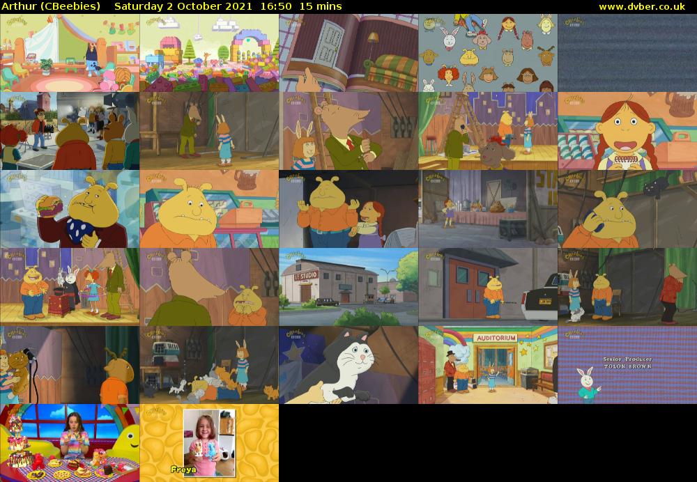 Arthur (CBeebies) Saturday 2 October 2021 16:50 - 17:05