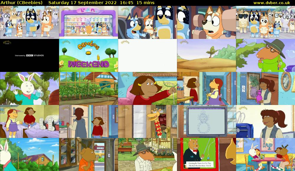 Arthur (CBeebies) Saturday 17 September 2022 16:45 - 17:00