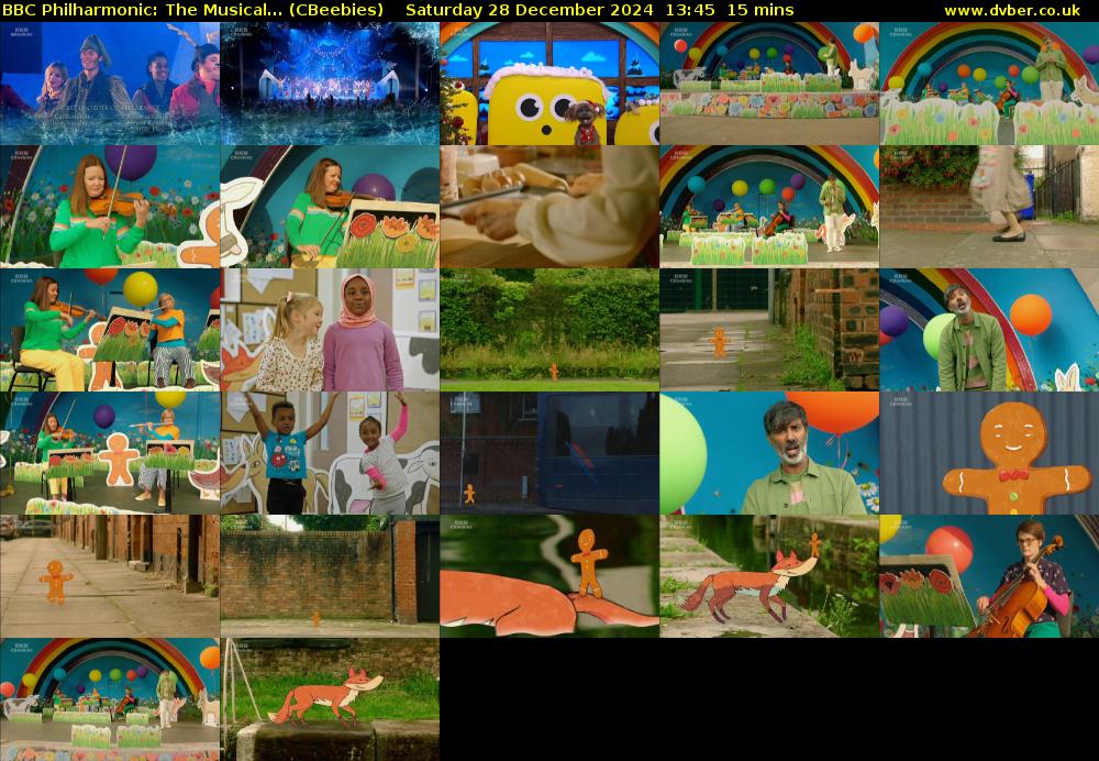 BBC Philharmonic: The Musical... (CBeebies) Saturday 28 December 2024 13:45 - 14:00