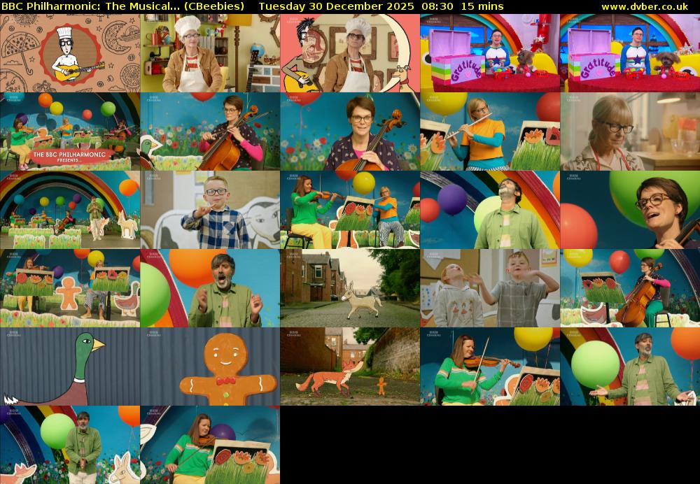 BBC Philharmonic: The Musical... (CBeebies) Tuesday 30 December 2025 08:30 - 08:45