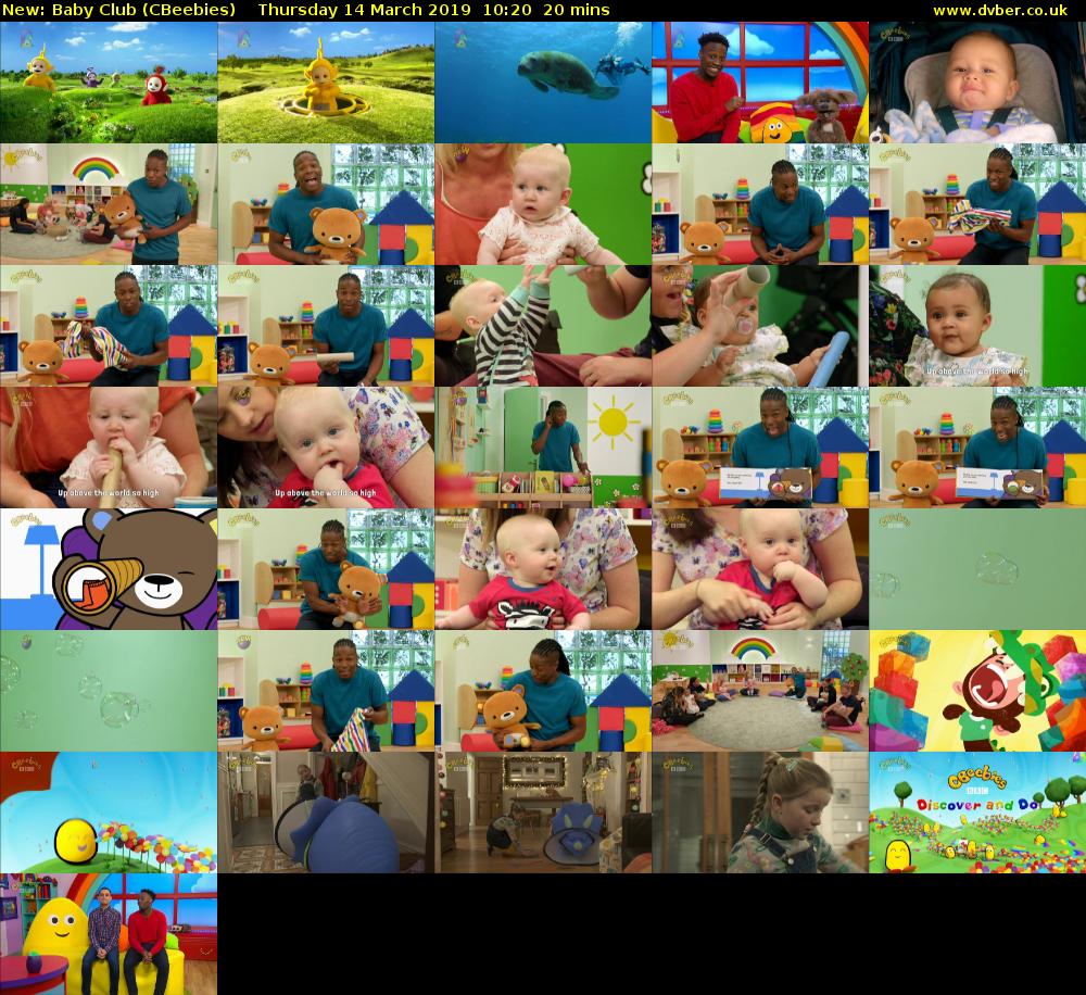 Baby Club (CBeebies) Thursday 14 March 2019 10:20 - 10:40