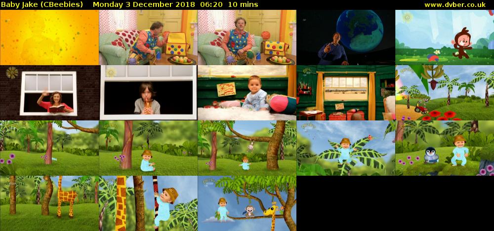 Baby Jake (CBeebies) Monday 3 December 2018 06:20 - 06:30