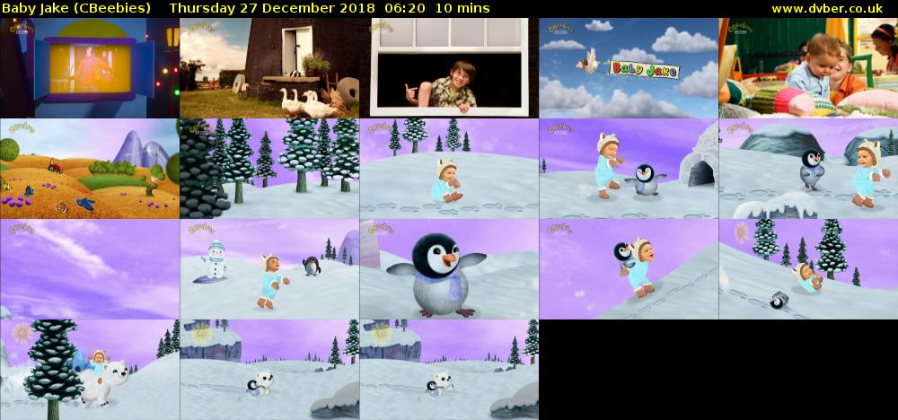 Baby Jake (CBeebies) Thursday 27 December 2018 06:20 - 06:30