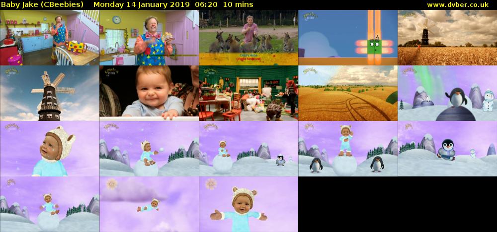 Baby Jake (CBeebies) Monday 14 January 2019 06:20 - 06:30