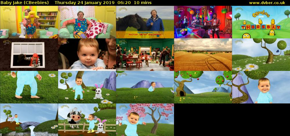 Baby Jake (CBeebies) Thursday 24 January 2019 06:20 - 06:30
