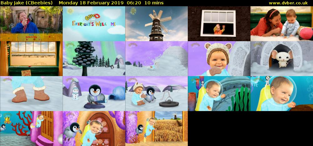 Baby Jake (CBeebies) Monday 18 February 2019 06:20 - 06:30